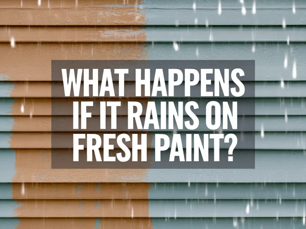 Freshly painted surface affected by rain, showcasing the consequences of rain on paint.