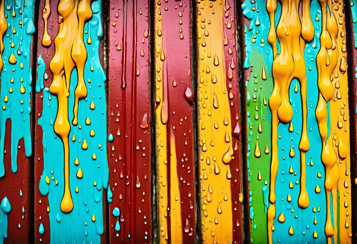 Raindrops on wet, freshly painted surfaces illustrating the effects of rain on fresh paint.