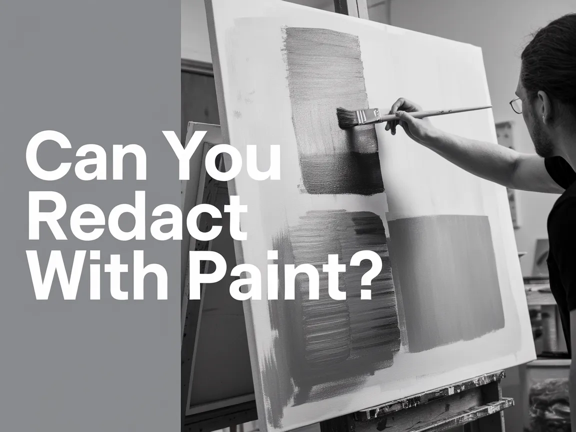 A person using paint to redact information on a canvas, illustrating the concept of redaction.