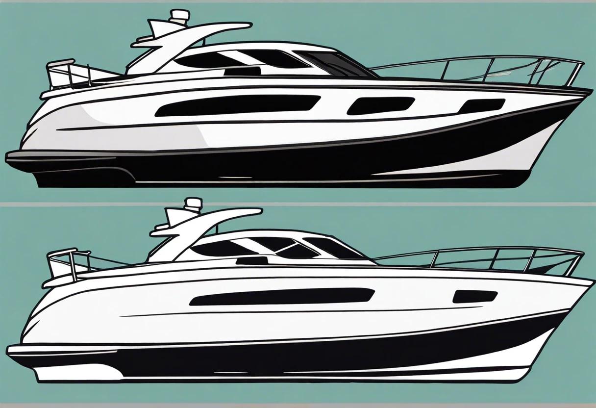 Illustration of a boat showing before and after removing bottom paint