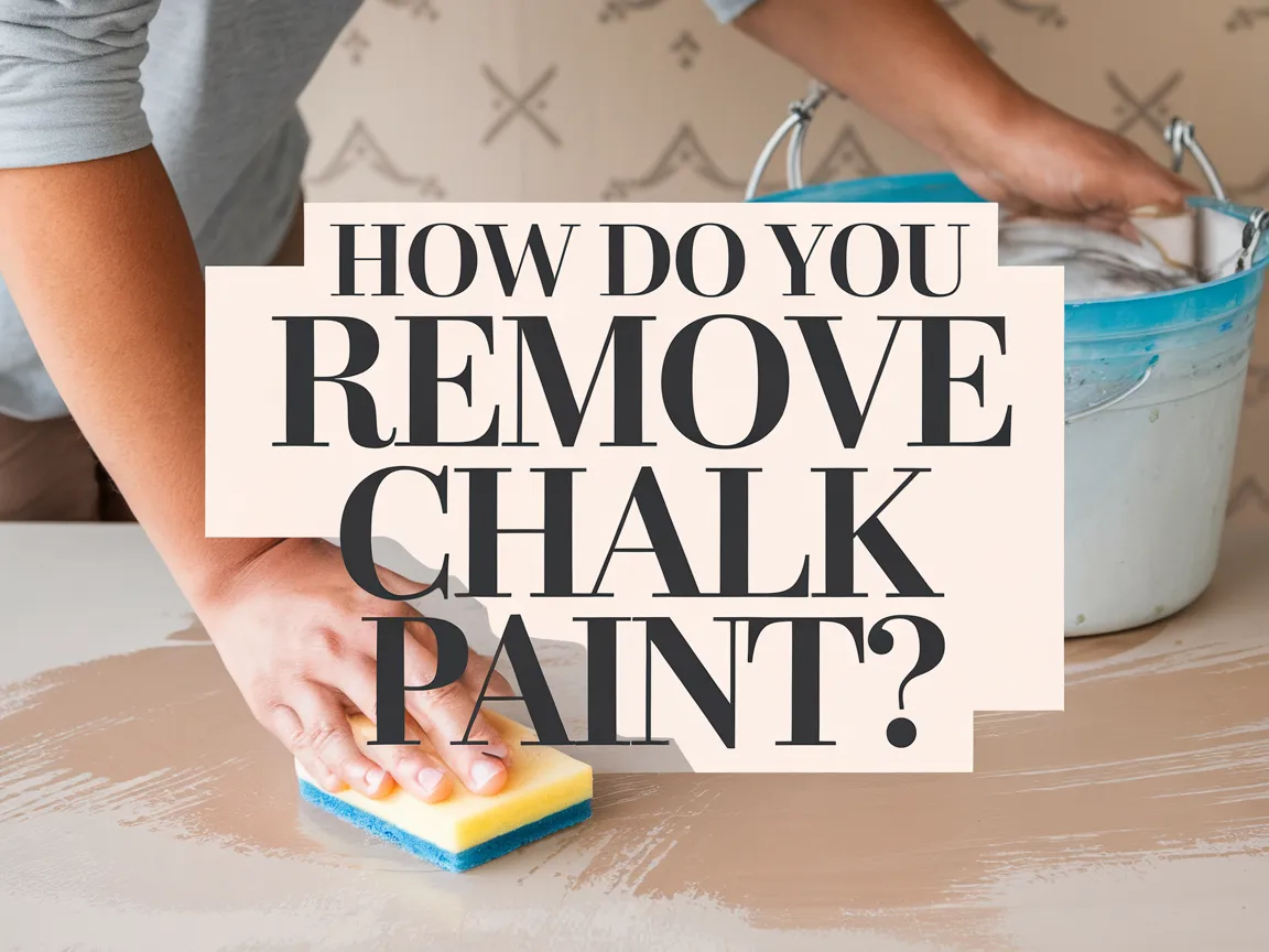 A person using a sponge to remove chalk paint from a surface.