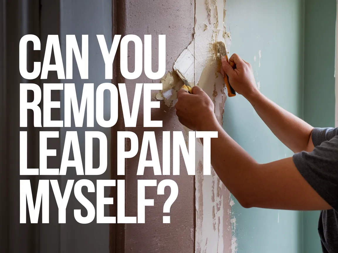 Person stripping lead paint from a wall in a DIY project