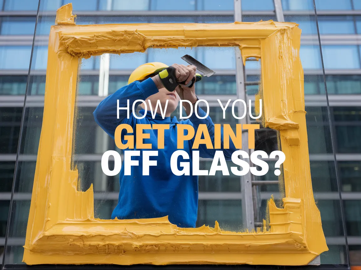 Person using a scraper to get paint off glass window