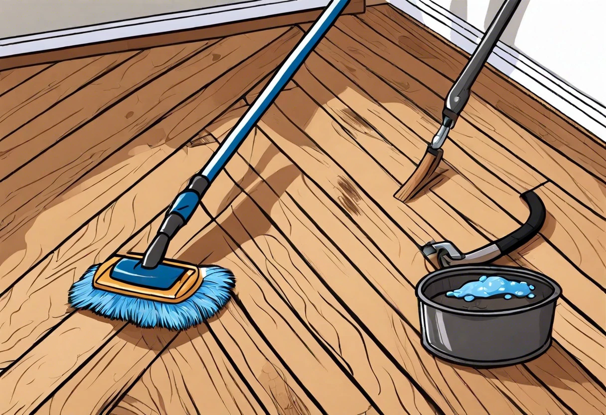 Tools and supplies for removing paint from hardwood floors