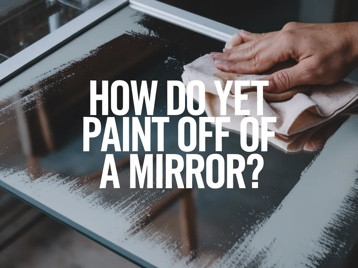 Person using a cloth to remove paint from a mirror surface