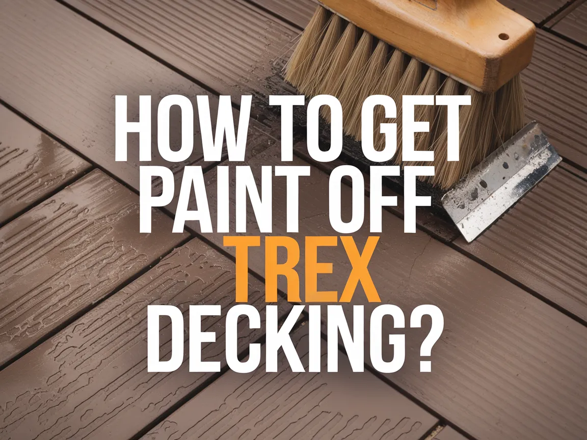 Brush and scraper removing paint from Trex decking surface