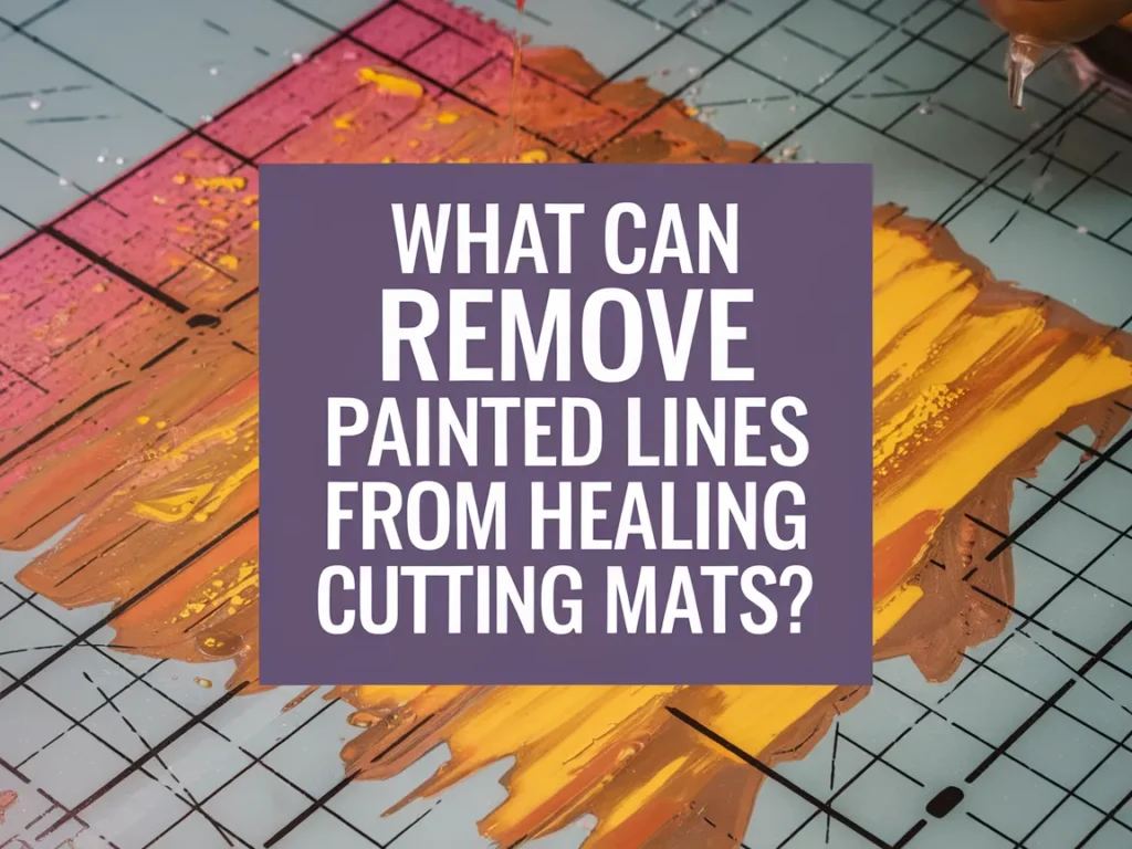 A colorful healing cutting mat with painted lines, discussing methods to remove them.