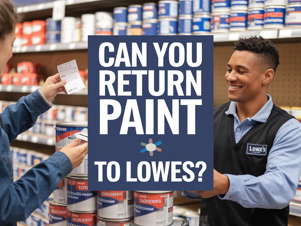Customer inquiring about paint return policy at Lowes.