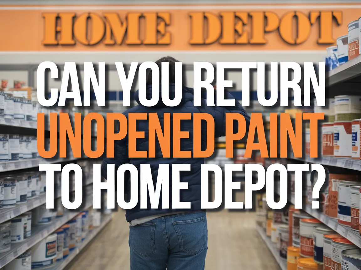 Person looking for unopened paint options in Home Depot aisle