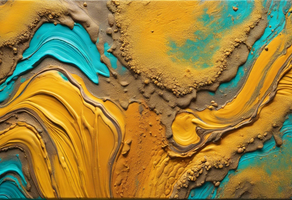 Colorful abstract painting with sand texture illustrating how sand can be added to paint for texture.