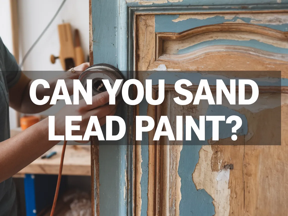 Person sanding a door with lead paint, highlighting the question of safety in sanding lead paint.