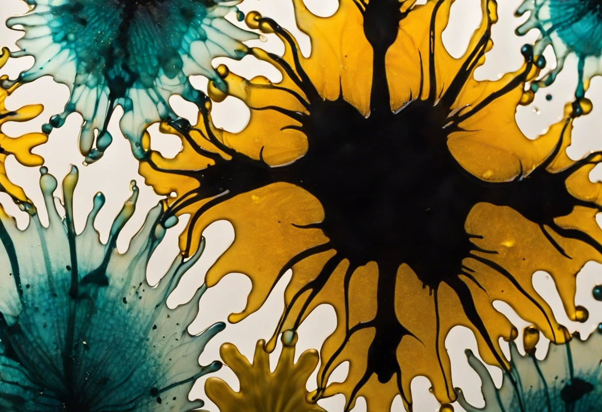 Vibrant acrylic paint designs on glass, showcasing various colors and patterns, relevant for sealing techniques.