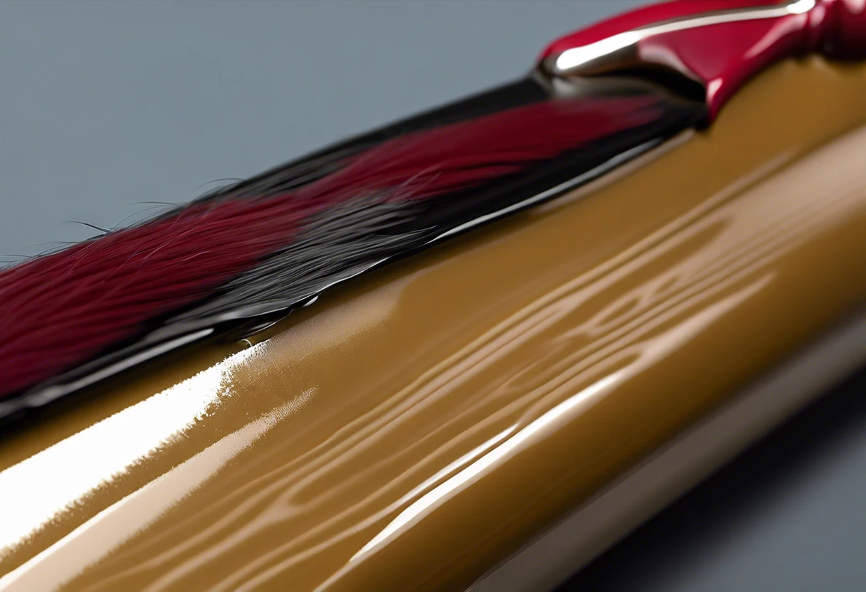 Close-up of a brush applying sealant on painted furniture, highlighting the sealing process