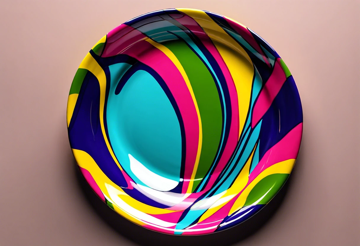 Colorful painted plate ready to be sealed for protection.