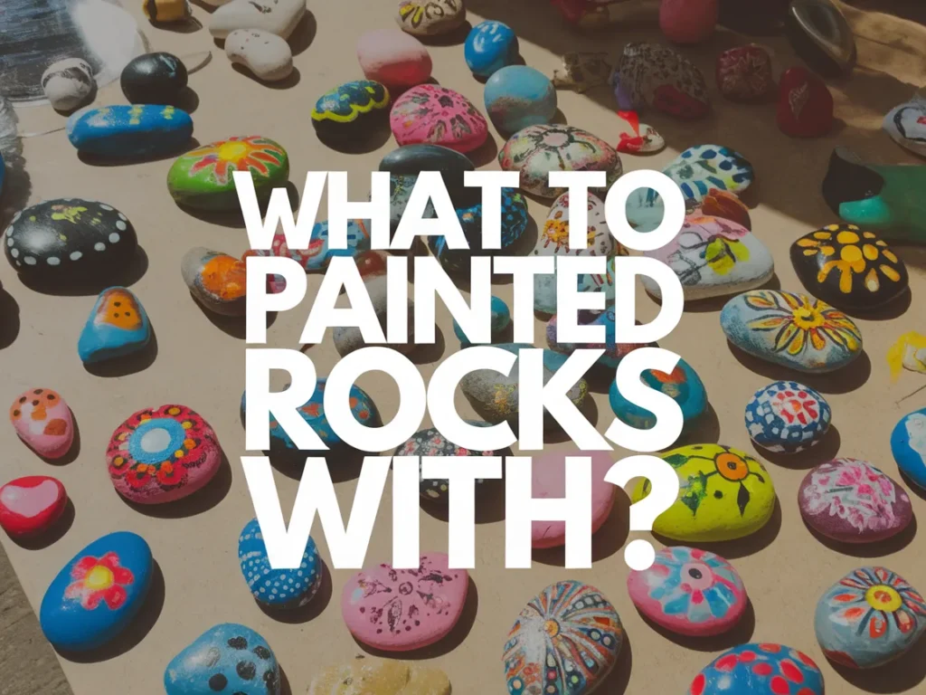 Colorful painted rocks displayed on a table, demonstrating various designs that can be sealed.