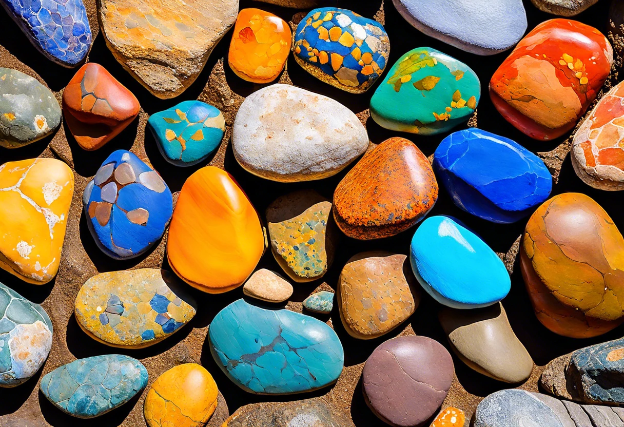 Colorful painted rocks ready to be sealed for protection and decoration.