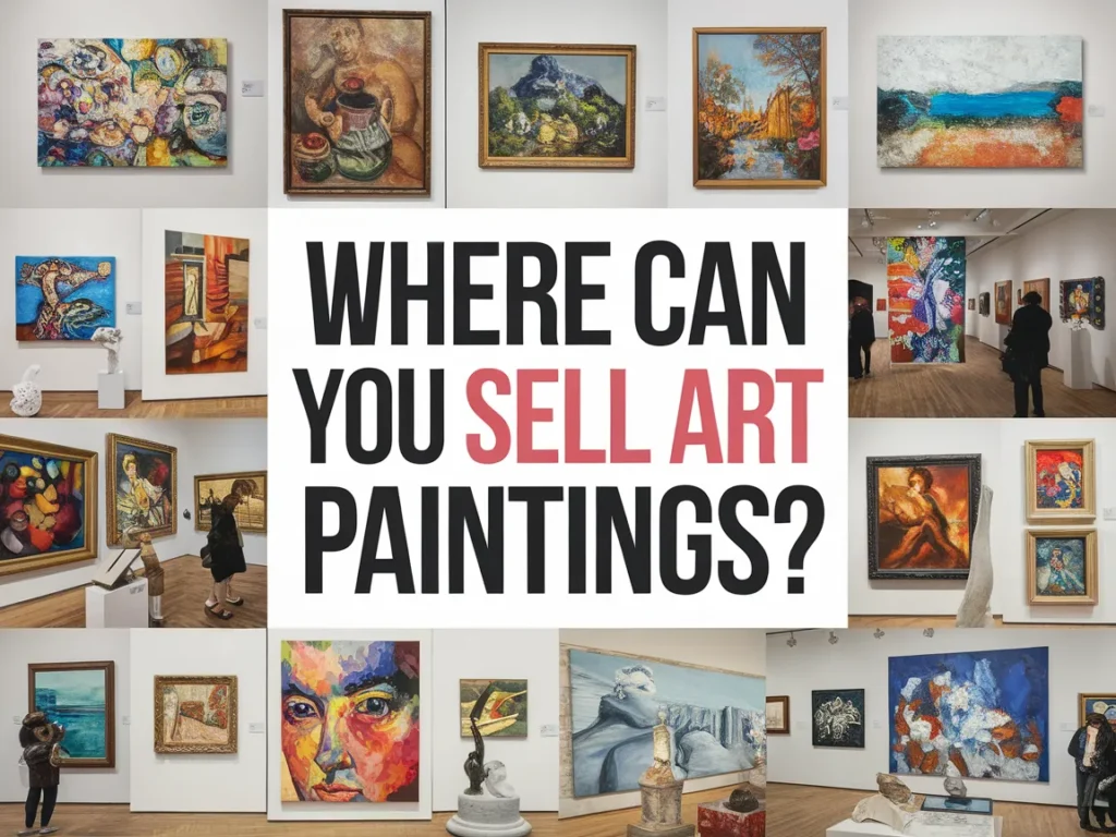A vibrant art gallery showcasing various art paintings for sale, ideal for artists looking to sell their work.