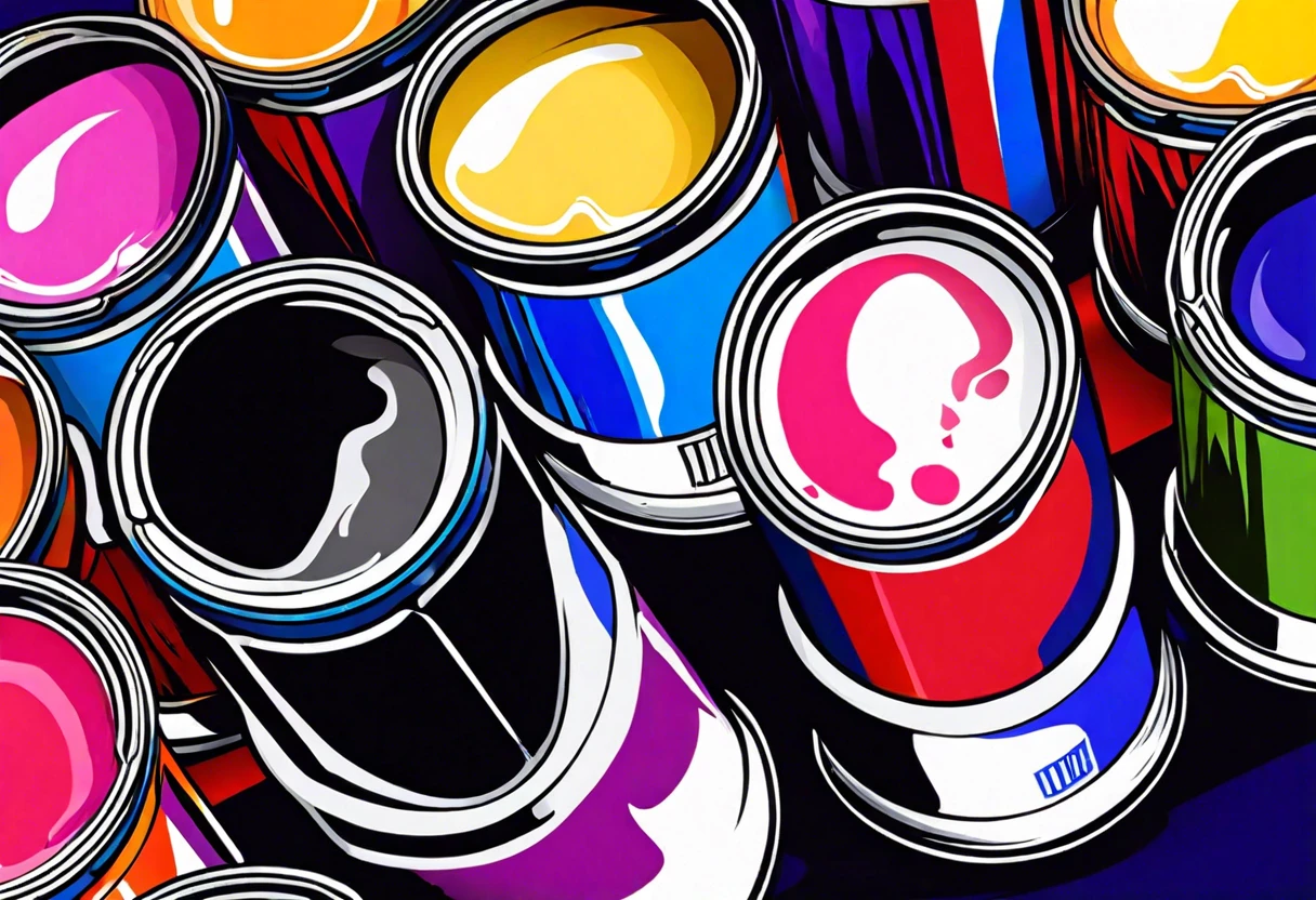 Colorful paint cans from Sherwin Williams representing the cost of a gallon of paint.