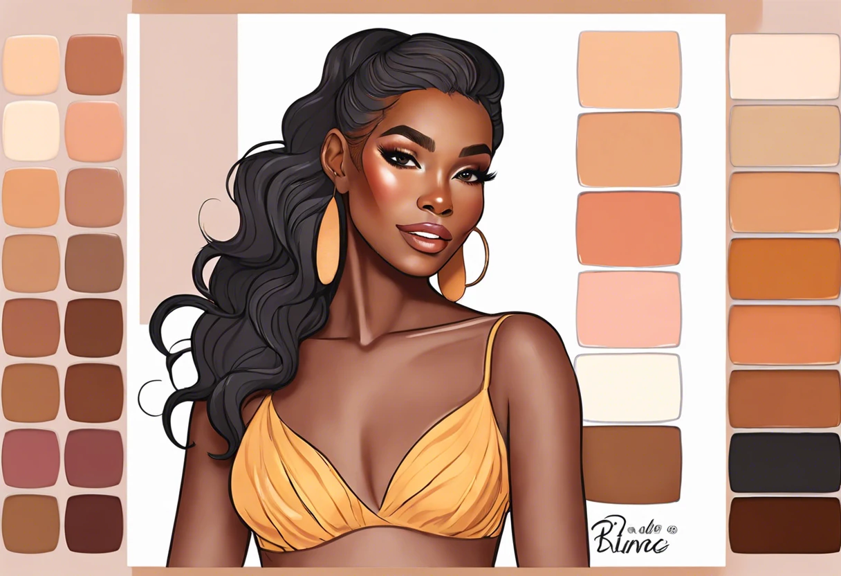 A color palette showing various skin tones using paint for artistic representation.