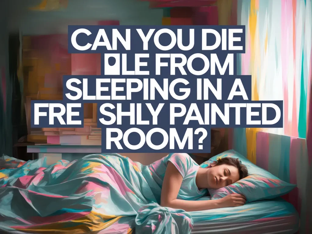 Person sleeping in a freshly painted room, highlighting risks of inhaling fumes.