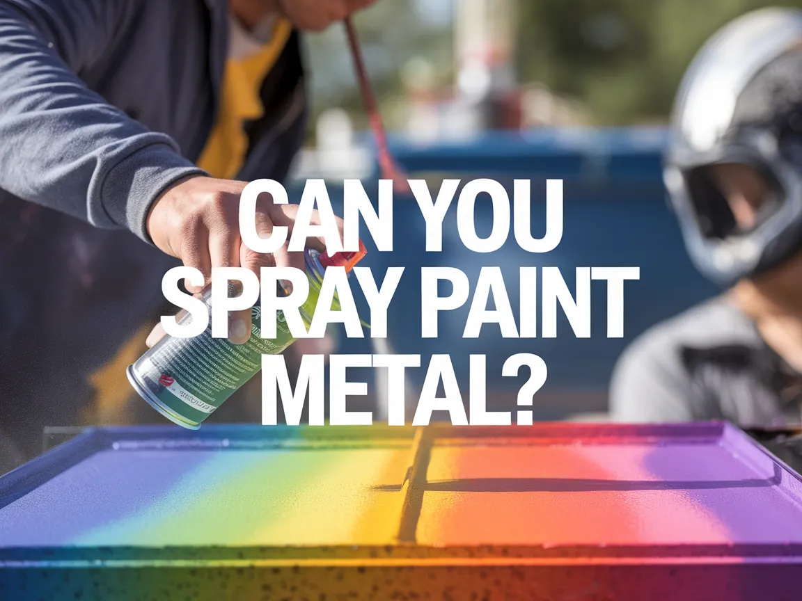 A person spray painting metal with vibrant colors, illustrating the process of spray painting on metal surfaces.