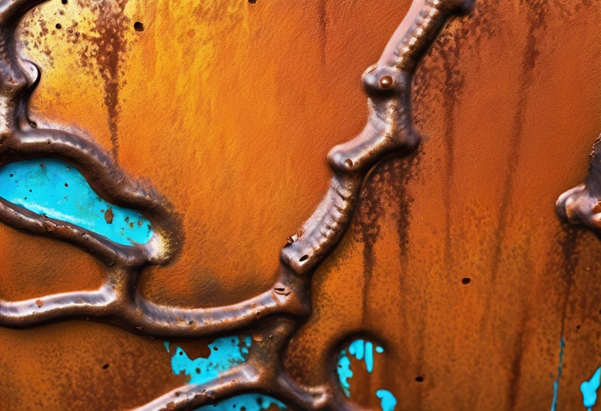 Close-up of rust showing texture and color variations, demonstrating the surface prep before spray painting over rust.