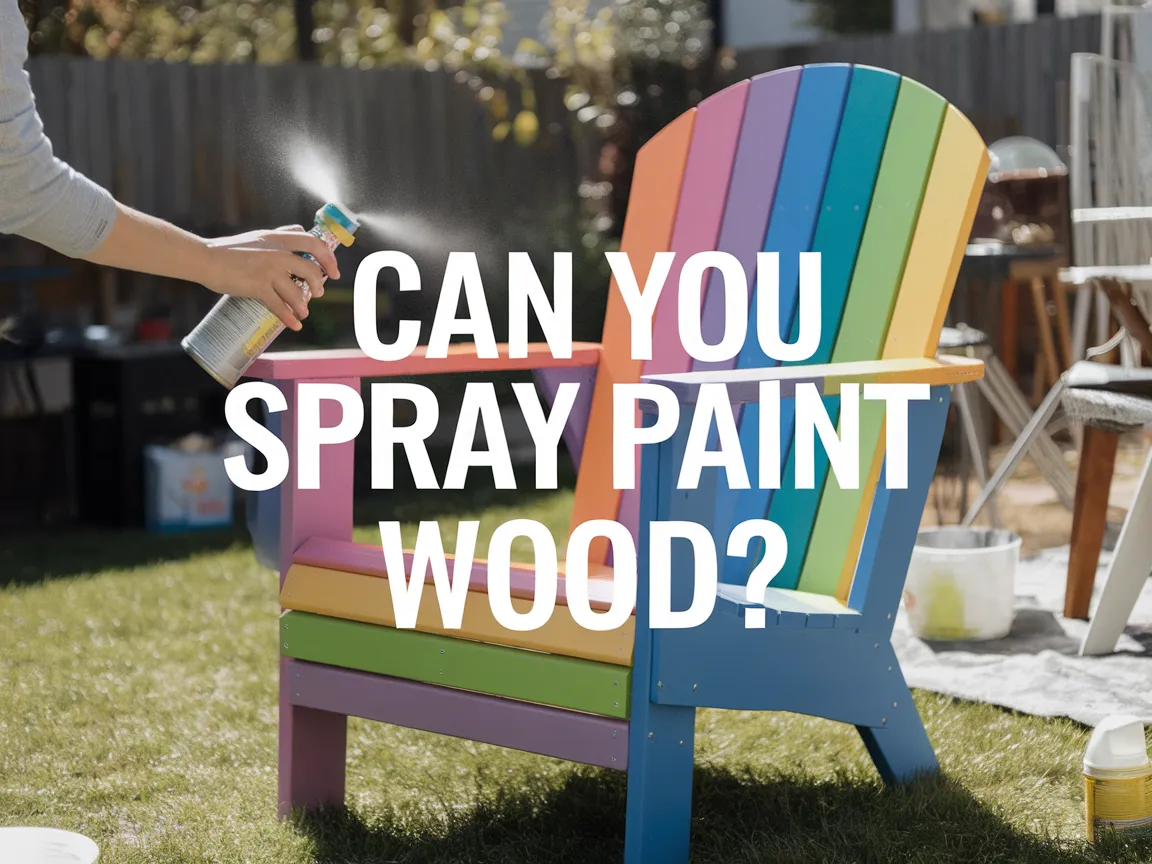 A colorful wooden chair being spray painted, illustrating the process of spray painting wood.