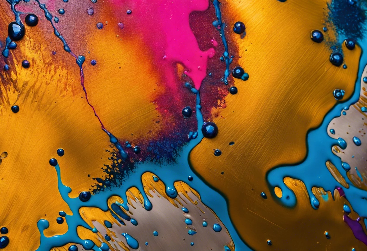 Colorful paint spilling on stainless steel surface, illustrating techniques for painting stainless steel.