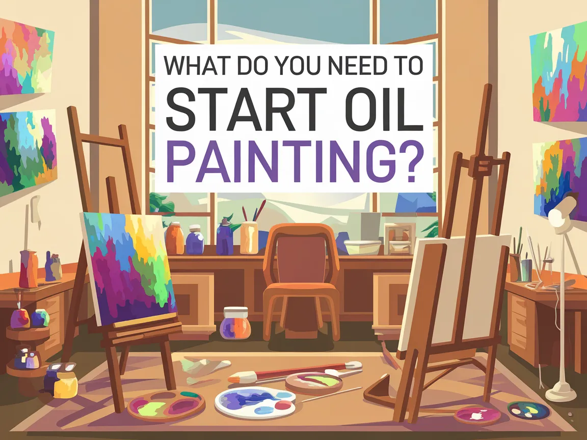 Art studio setup with easels and oil painting supplies for beginners interested in oil painting.