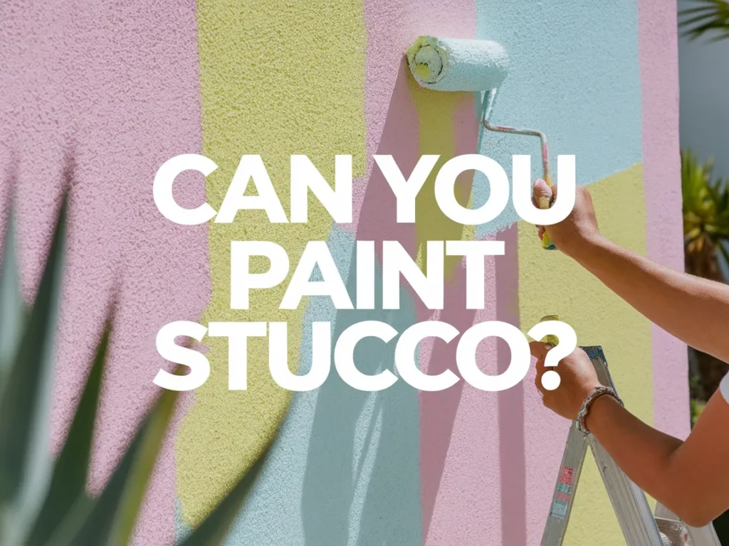 A person using a roller to paint colorful stucco walls, illustrating the process of painting stucco.