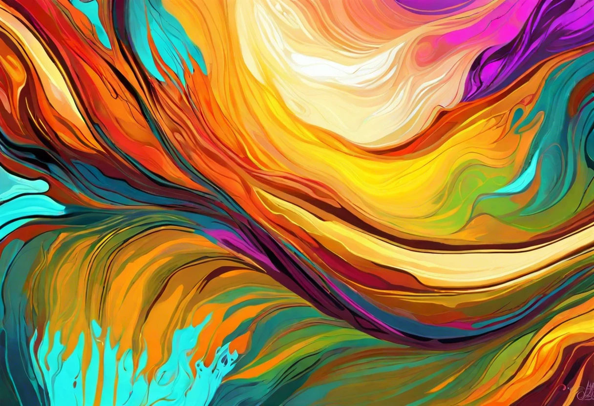 Vibrant and colorful abstract art representing Sumyou e painting techniques