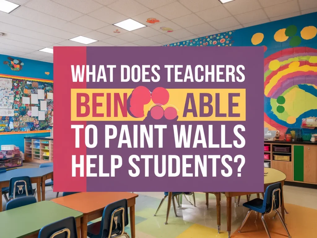 Classroom with colorful painted walls illustrating the benefits of teachers painting walls to help students' learning environment.