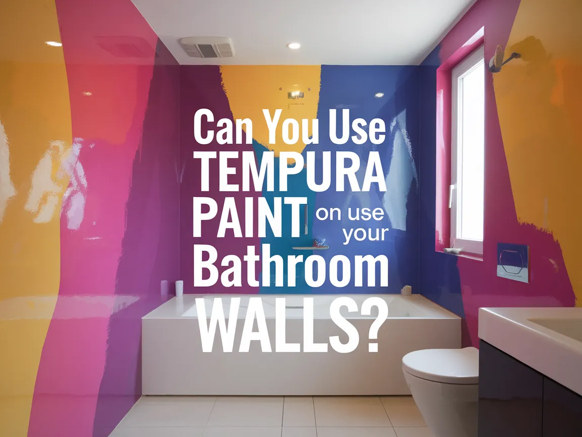 Vibrant bathroom walls painted with Temppura paint showcasing colorful stripes.