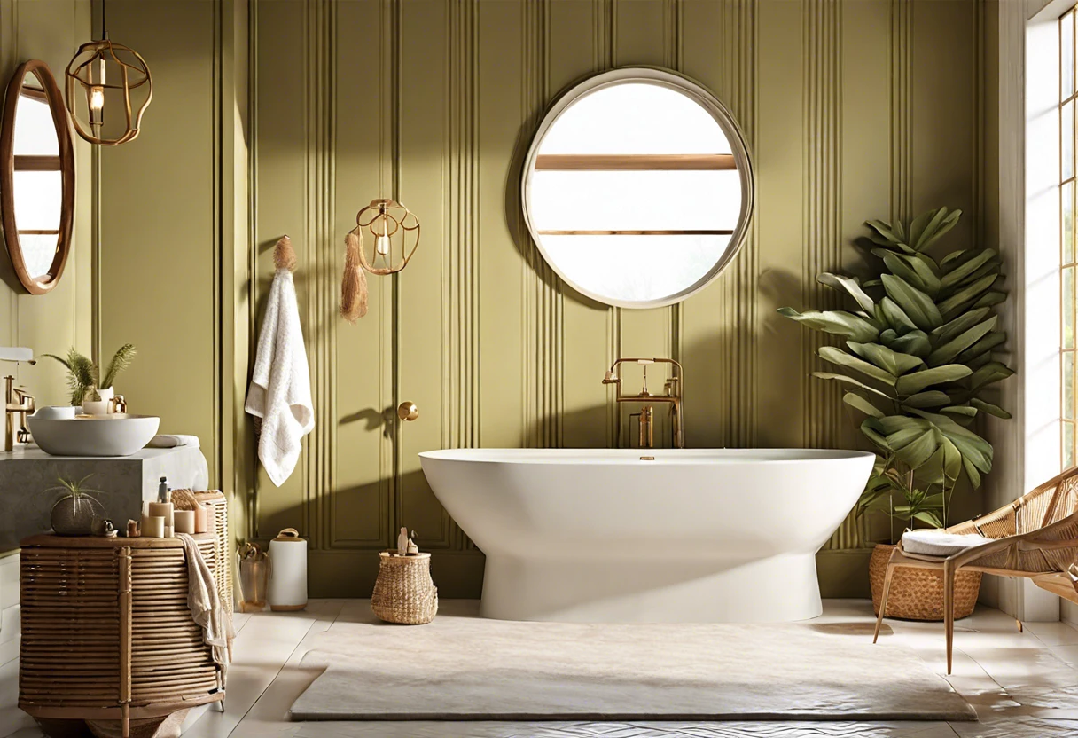 Stylish bathroom with green walls showcasing the potential of using tempura paint