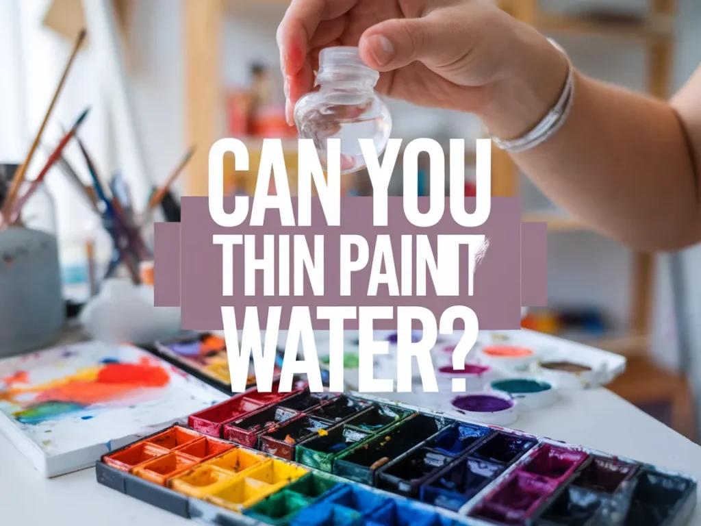 Artist thinning paint with water for watercolor painting
