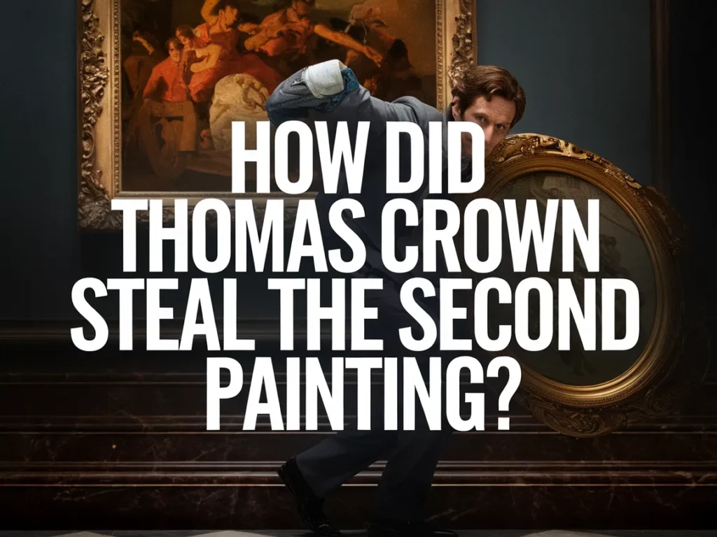 Thomas Crown stealing the second painting from the museum, showcasing the heist theme.
