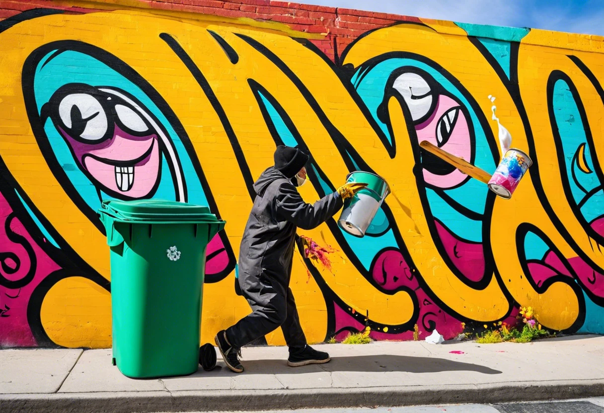 A person discarding paint into a recycling bin, illustrating whether you can throw paint in the trash.