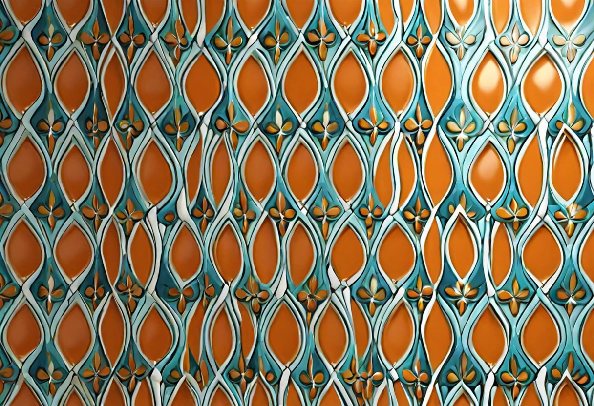 Colorful decorative tiles on a painted wall, demonstrating tiling over paint