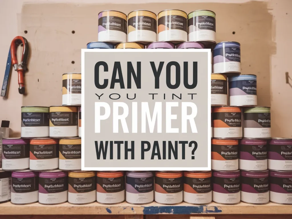 Colorful cans of primer showcasing the question Can You Tint Primer With Paint