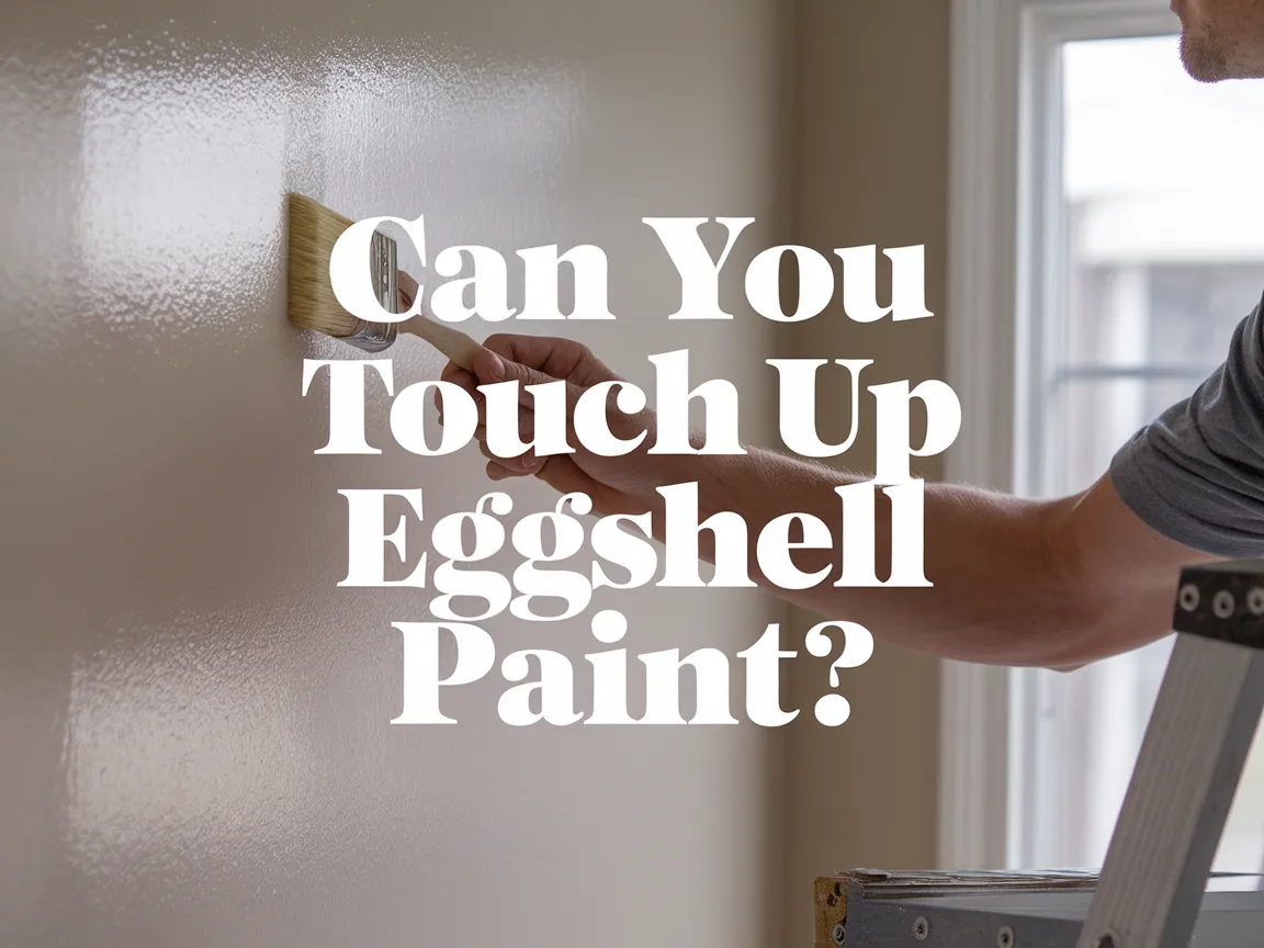 Person touching up a wall painted with eggshell paint using a brush