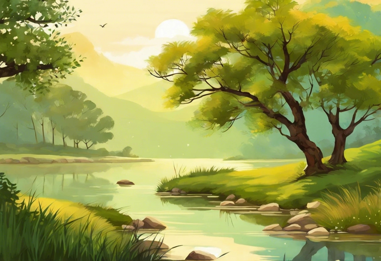 A serene landscape illustrating the process of making an image transparent in Paint software.