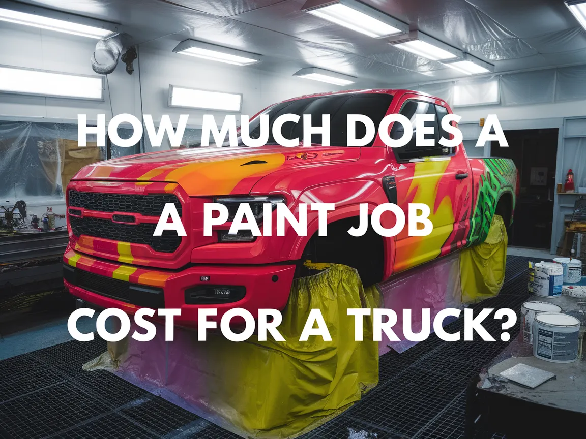 Colorful truck getting a paint job in a professional garage related to truck paint job costs