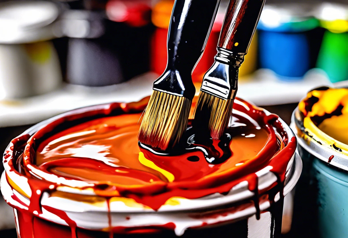 Brushes dipped in vibrant paint for art projects, emphasizing unused paint options in Indianapolis