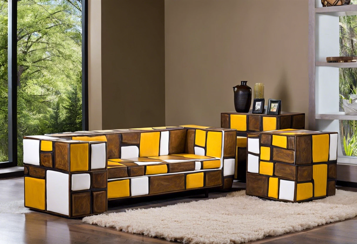 Creative furniture made from old canvas paintings, offering a sustainable option for recycling art.