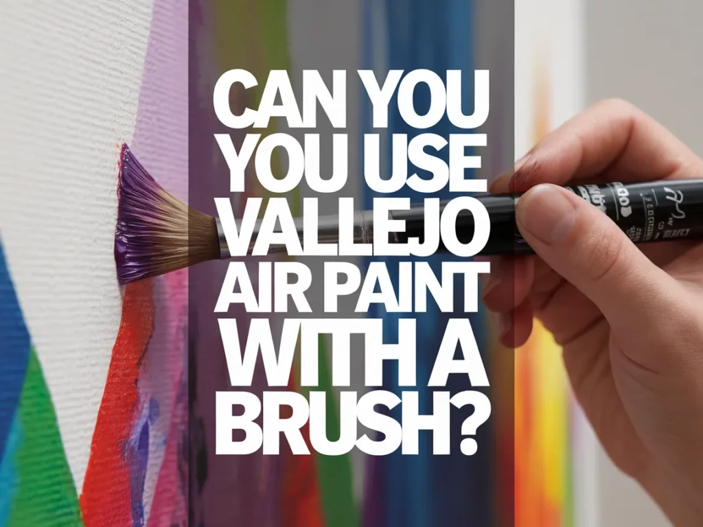 Person painting with Vallejo air paint using a brush on canvas, demonstrating compatibility with brush techniques.