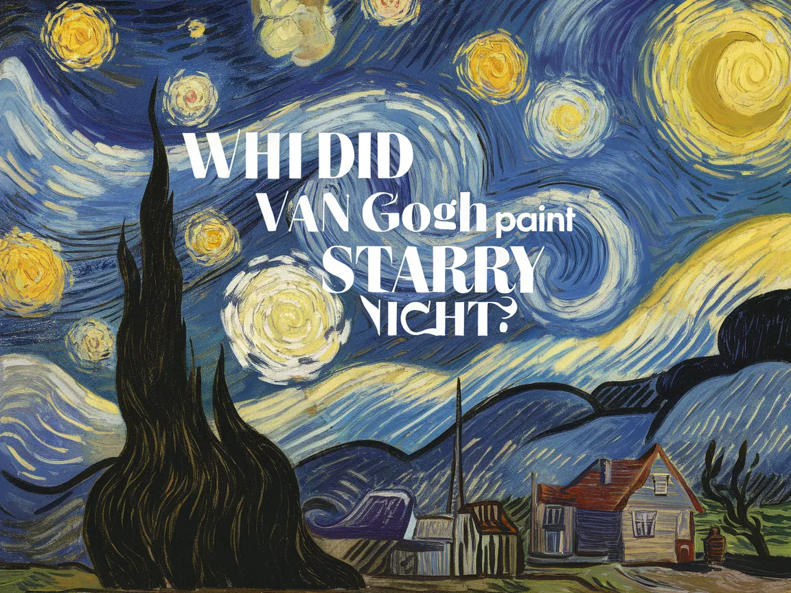 Vincent van Gogh's Starry Night painting featuring a swirling night sky and a tranquil village.