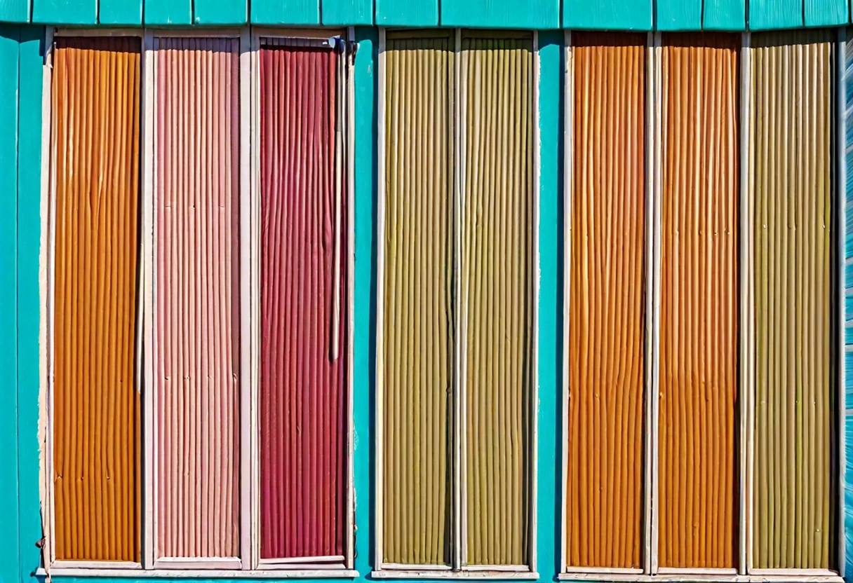 Colorful vinyl shutters showcasing different paint options for vinyl shutters.