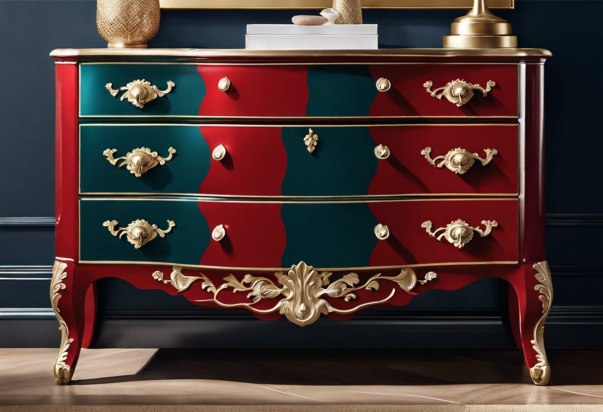 A beautifully painted furniture piece using wall paint, showcasing the possibility of using wall paint on furniture projects.