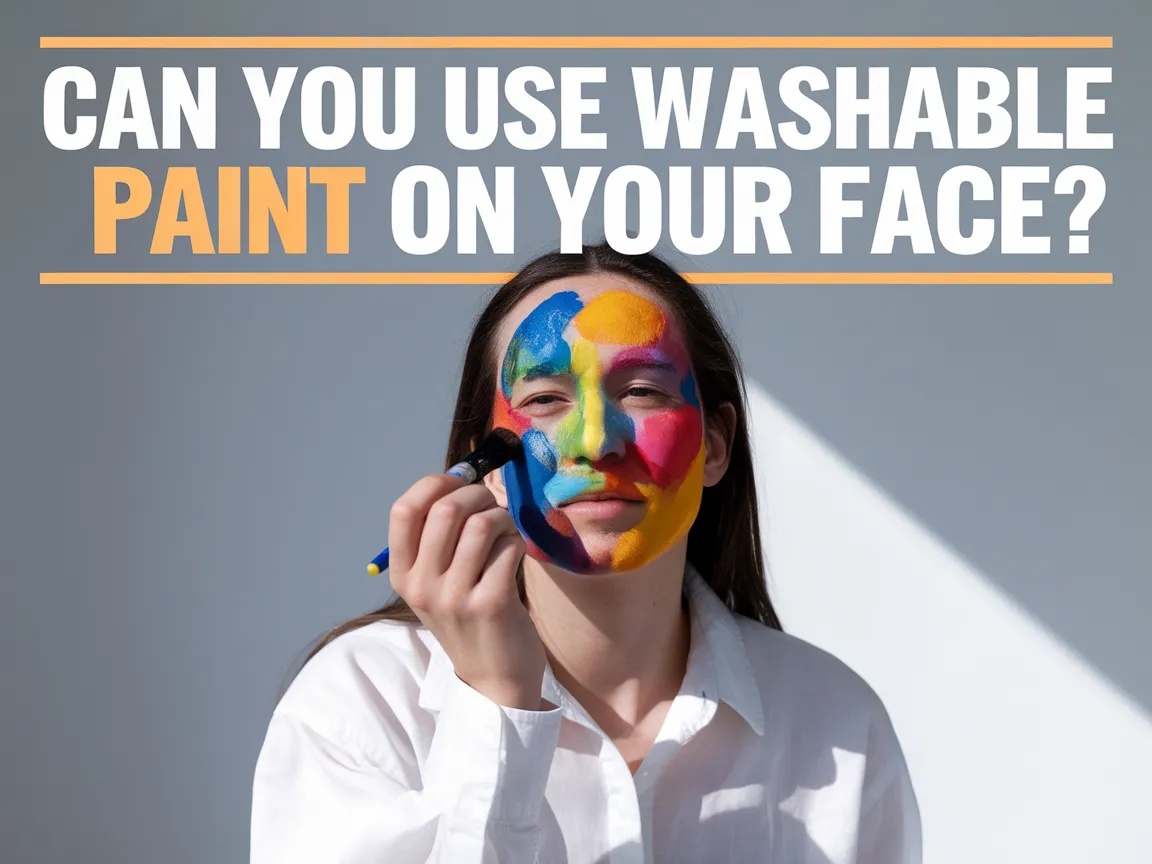 A person applying colorful washable paint on their face, highlighting the topic of using washable paint for face art.