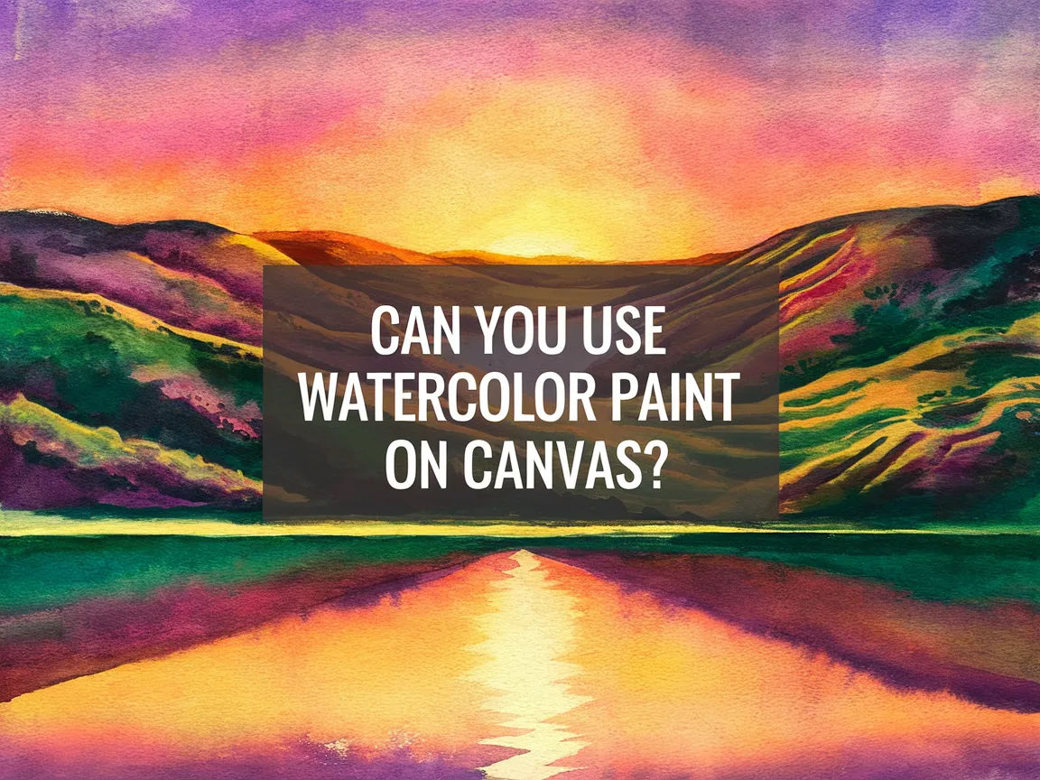 Beautiful sunset watercolor painting on canvas demonstrating the use of watercolor techniques.